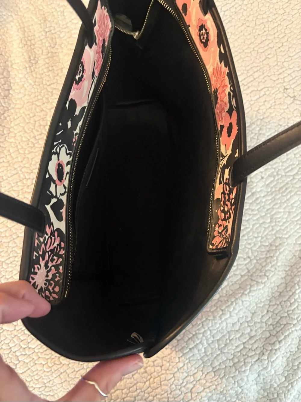 Floral Pink and Black Tote Bag - Stylish Everyday Carry